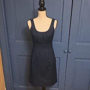 NWOT J. Crew Suiting Navy Sleeveless Scoop Midi Dress Pockets Fully Lined Size 2